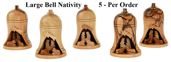 Bulk 3.5 Inch Large Nativity Bell Ornaments - 5 @ $13.00 Each