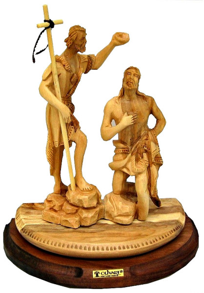 Jesus Baptized by John the Baptist Statue 7.5 Inches - Brown, 1 Statue