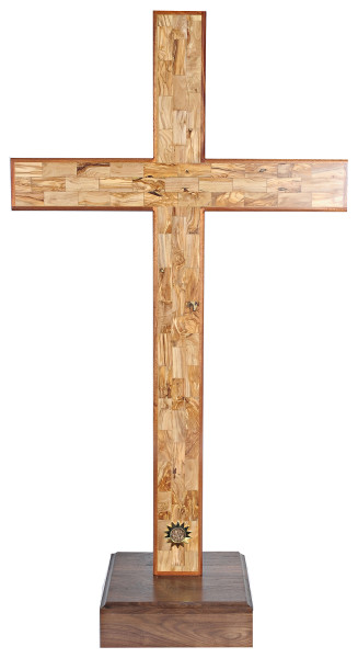 Large 4'4&quot; Standing Olive Wood Cross - Brown, 1 Cross