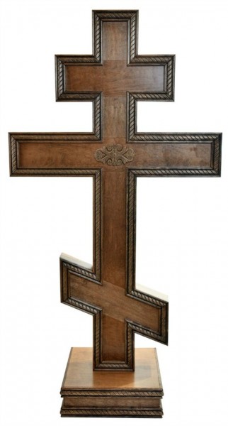 Large Standing Russian Orthodox Floor Cross 4' 4&quot; - Brown, 1 Cross