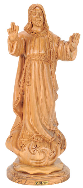 Risen Christ Statue in Olive Wood 13 Inches Tall - Brown, 1 Statue