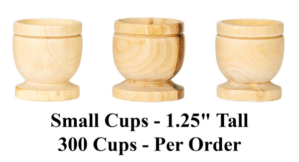 Small Olive Wood Communion Cups - 100 or more @ 81 cents each - 300 Cups @ $.89 Each