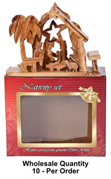 Wholesale Small Olive Wood Nativity Sets - 10 Nativities @ $36.00 Each