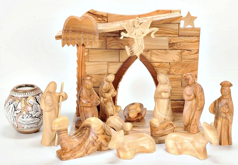 Unique Modern Wooden Nativity Scene Set .. Holy Land Treasures USA .. Unique Modern Wooden