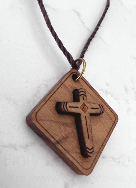 Wooden cross necklace 7cm