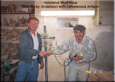 Holyland Workshop Rev. Ricky Anderson with Olivewood artisan