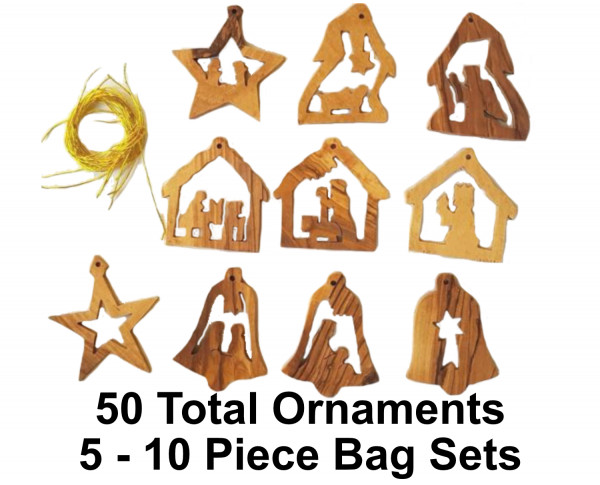 Small Nativity Christmas Ornaments |10 Assorted in Bag - 50 Ornaments @ $1.44 Each