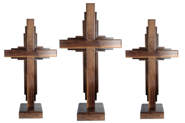 3 Large Standing Contemporary Crosses - Brown - Large