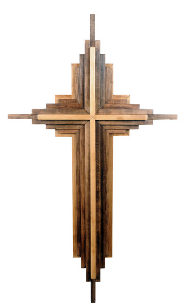 4 Ft Contemporary Wall Cross with Backlights - Brown, 1 Cross