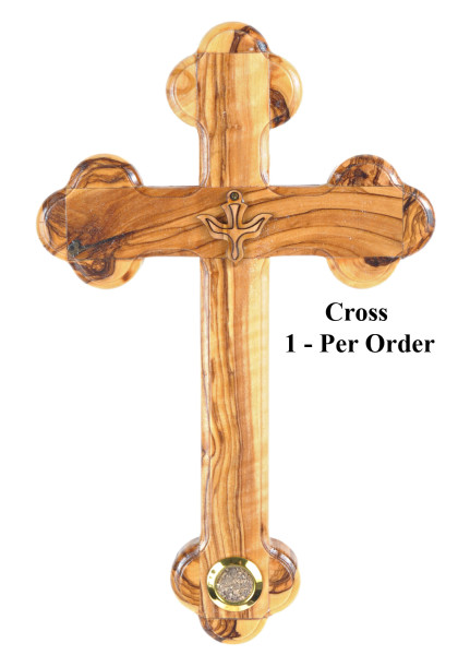 8.5 Inch Holy Spirit Wooden Wall Cross with Holy Land Soil - Brown, 1 Cross