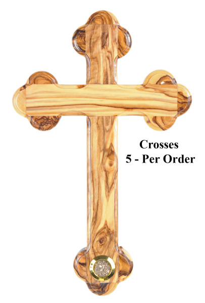 8.5 Inch Wooden Wall Cross with Holy Land Soil - 5 Wall Crosses @ $22.50 Each