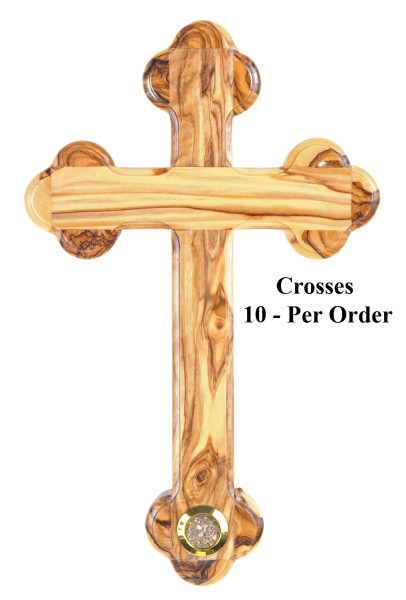 8.5 Inch Wooden Wall Cross with Holy Land Soil - 10 Wall Crosses @ $21.00 Each