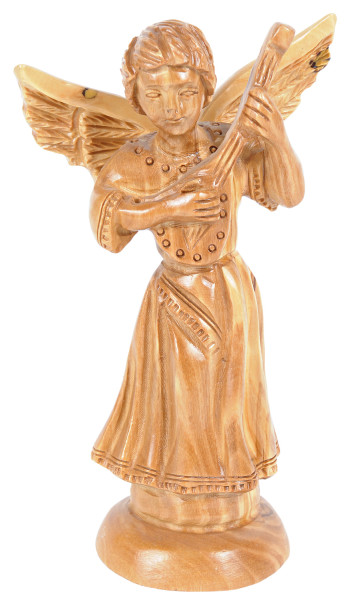 Angel with Lyre Statue 7 Inches - Brown, 1 Statue