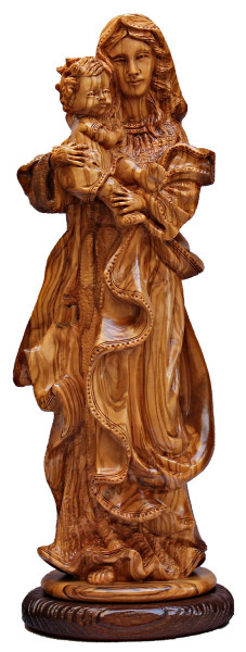 Breathtaking Large Madonna and Child Statue 15.5&quot; - Brown, 1 Statue