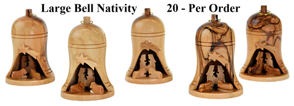 Bulk 3.5 Inch Large Nativity Bell Ornaments - 20 @ $11.00 Each