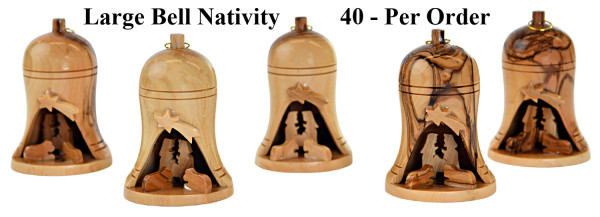 Bulk 3.5 Inch Large Nativity Bell Ornaments - 40 @ $10.00 Each