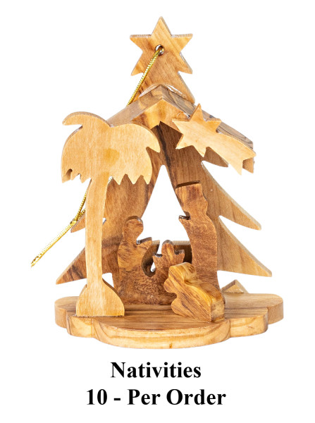 Bulk Sale Priced 10 Piece Nativity Ornament Set - 10 Ornaments @ $7.40 Each