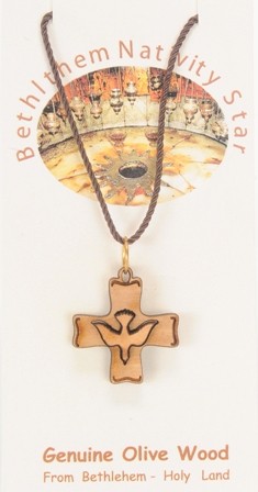 Wholesale Wooden Holy Spirit Cross Necklaces 1 Inch - 10,000 @ $1.59 Each
