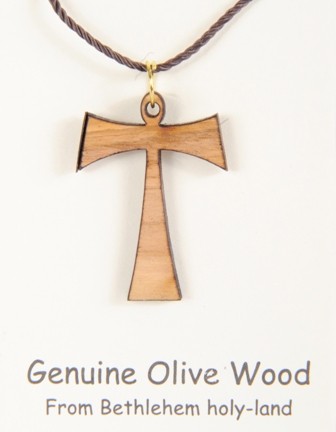 Wholesale Tau Olive Wood Crosses Necklaces 1.5 Inch - 10,000 @ $1.59 Each