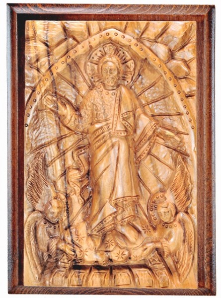 Carved Wooden Icon of the Resurrection of Christ - Brown, 1 Icon