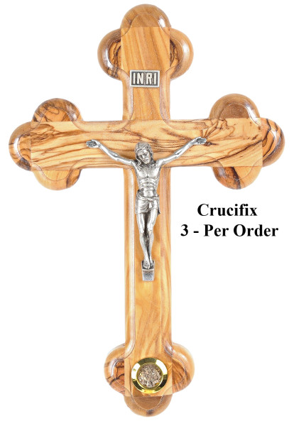 Catholic Crucifix with Holy Land Soil 8.5 Inches - 3 Crucifixes @ $26.00 Each