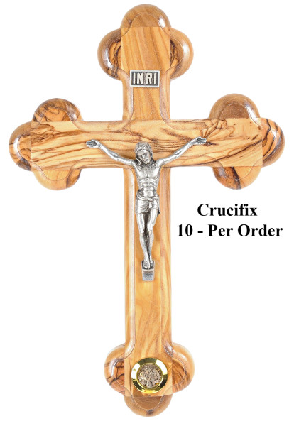 Catholic Crucifix with Holy Land Soil 8.5 Inches - 10 Crucifixes @ $24.00 Each