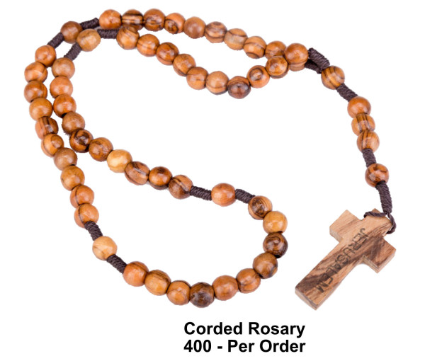 Corded Olive Wood Rosaries (Bulk Wholesale) - 400 @ $3.70 Each