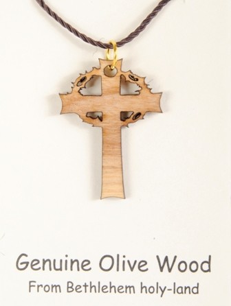 Cross with Crown of Thorns Necklace (Also priced to buy in bulk) - Brown, 1 Necklace