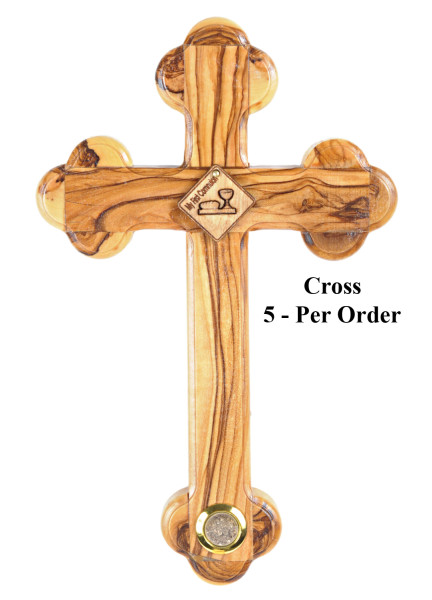 First Communion Olive Wood Wall Cross 8.5 Inches - 10 Wall Crosses @ $25.00 Each