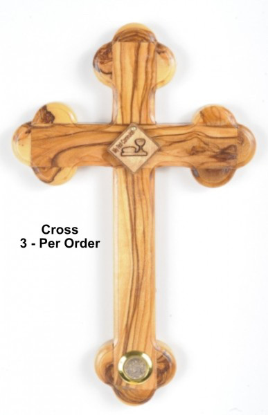 First Communion Olive Wood Wall Cross 8.5 Inches - 3 Wall Crosses @ $27.50 Each