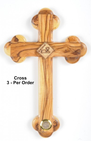 First Communion Olive Wood Wall Cross 8.5 Inches - 3 Wall Crosses @ $27.50 Each
