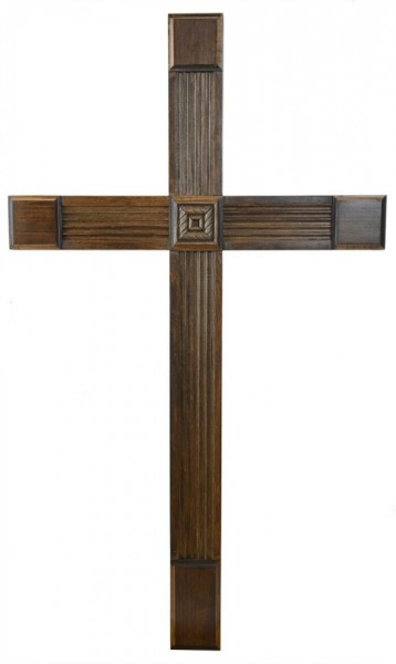 Birch Wood Four Foot Contemporary Wall Cross - Brown, 1 Cross