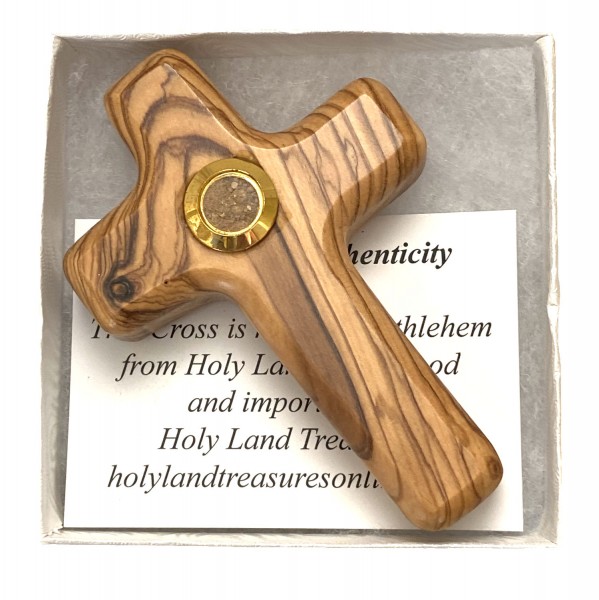 Gift Boxed Comfort Crosses with Holy Land Soil - Brown, 1 Cross