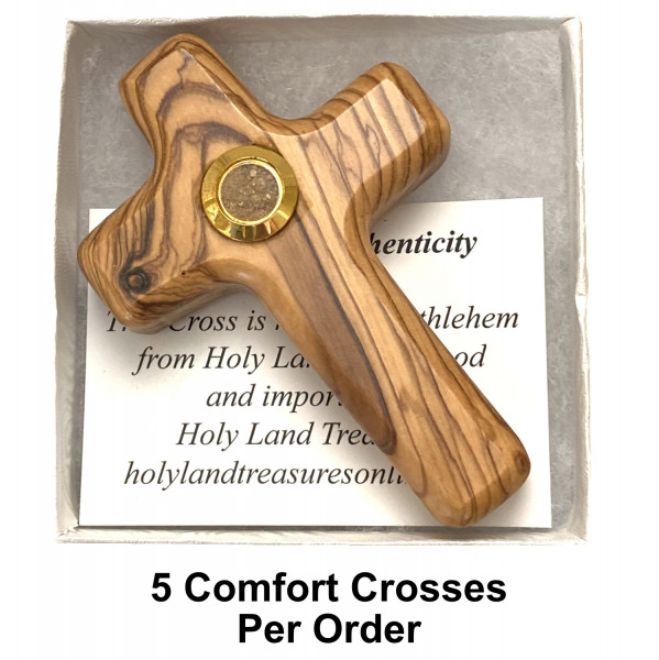 Gift Boxed Comfort Crosses with Holy Land Soil - 5 Crosses @ $11.79 Each