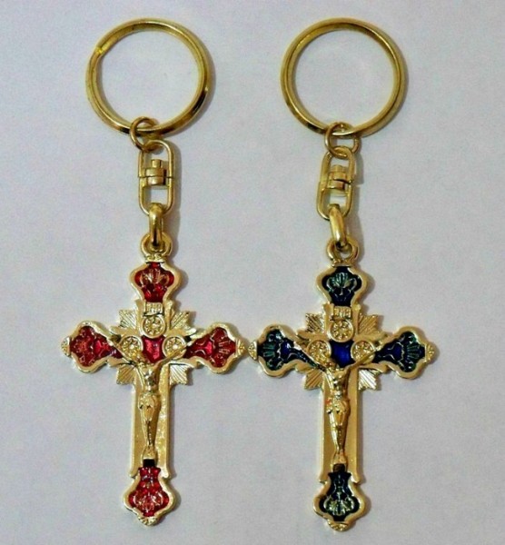 Wholesale Gold Crucifix Key Chains - 100 Key Chains @ $2.89 Each