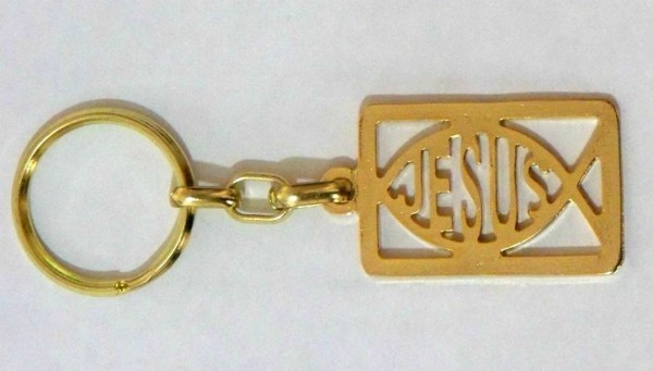 Wholesale Gold Jesus Fish Sign Key Chains - 100 Key Chains @ $2.89 Each