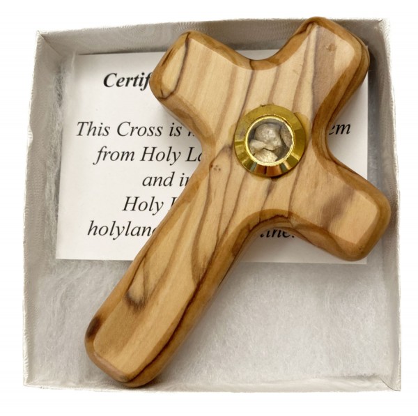 Hand Cross with Holy Land Stones Gift Boxed - Brown, 1 Cross
