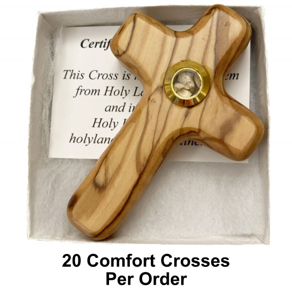 Hand Cross with Holy Land Stones Gift Boxed - 20 Crosses @ $9.79 Each