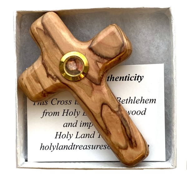 Hand Holding Cross w. Frankincense Gift Boxed - Brown, 1 Cross
