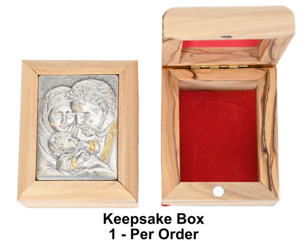 Holy Family Olive Wood Keepsake Box - Brown, 1 Rosary Box