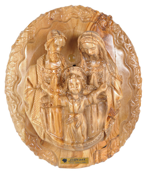 Holy Family Olive Wood Wall Plaque 6 Inch - Brown, 1 Wall Statue