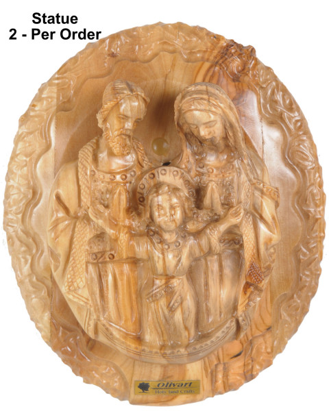 Holy Family Olive Wood Wall Plaque 6 Inch - 2 Wall Statues @ $145.00 Each