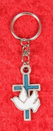 Wholesale Holy Spirit Cross Key Chains - 120 Key Chains @ $2.69 Each