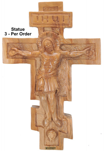 Orthodox Olive Wood Cross 13.5 Inches - 3 Icons @ $225 Each