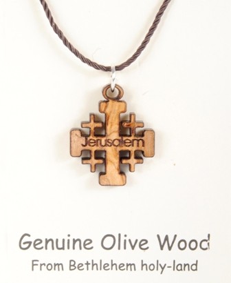 Jerusalem Cross Necklace (Also priced in bulk) - Brown, 1 Necklace