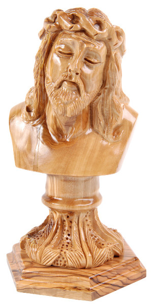 Jesus with the Crown of Thorns Pedestal Base Statue 8 Inches - Brown, 1 Statue
