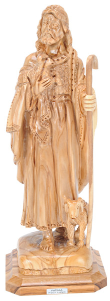 Jesus the Good Shepherd Olive Wood Statue 10.75 Inches Tall - Brown, 1 Statue