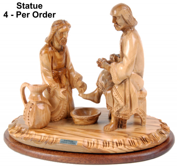 Jesus Washing the Disciples Feet Olive wood Statue 7.5 Inch - 4 Statues @ $249.00 Each