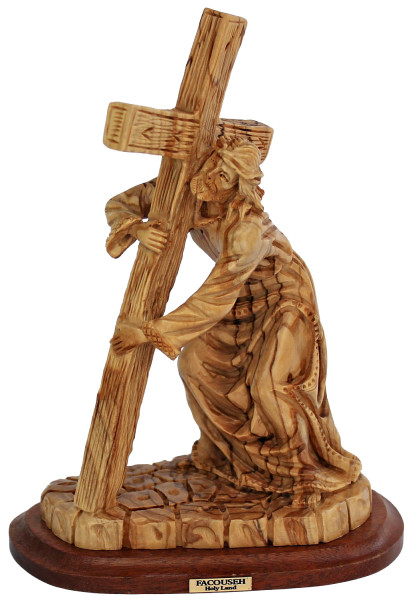 Jesus taking up the Cross Statue 7.25 Inches - Brown, 1 Statue
