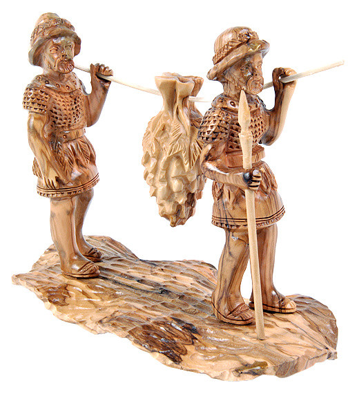Joshua and Caleb Wooden Statue 8 Inches Tall - Brown, 1 Statue
